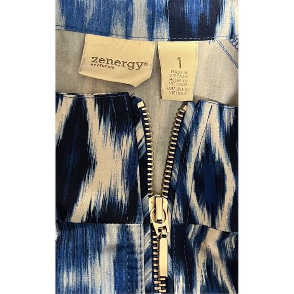 Chico's Zenergy Women's Jacket Blue & White Geometric Print Size 1 - Picture 7 of 11